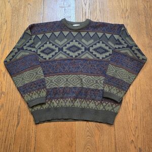 Vintage 1980s Sears Southwestern Knit Sweater Men’s XL Acrylic Aztec